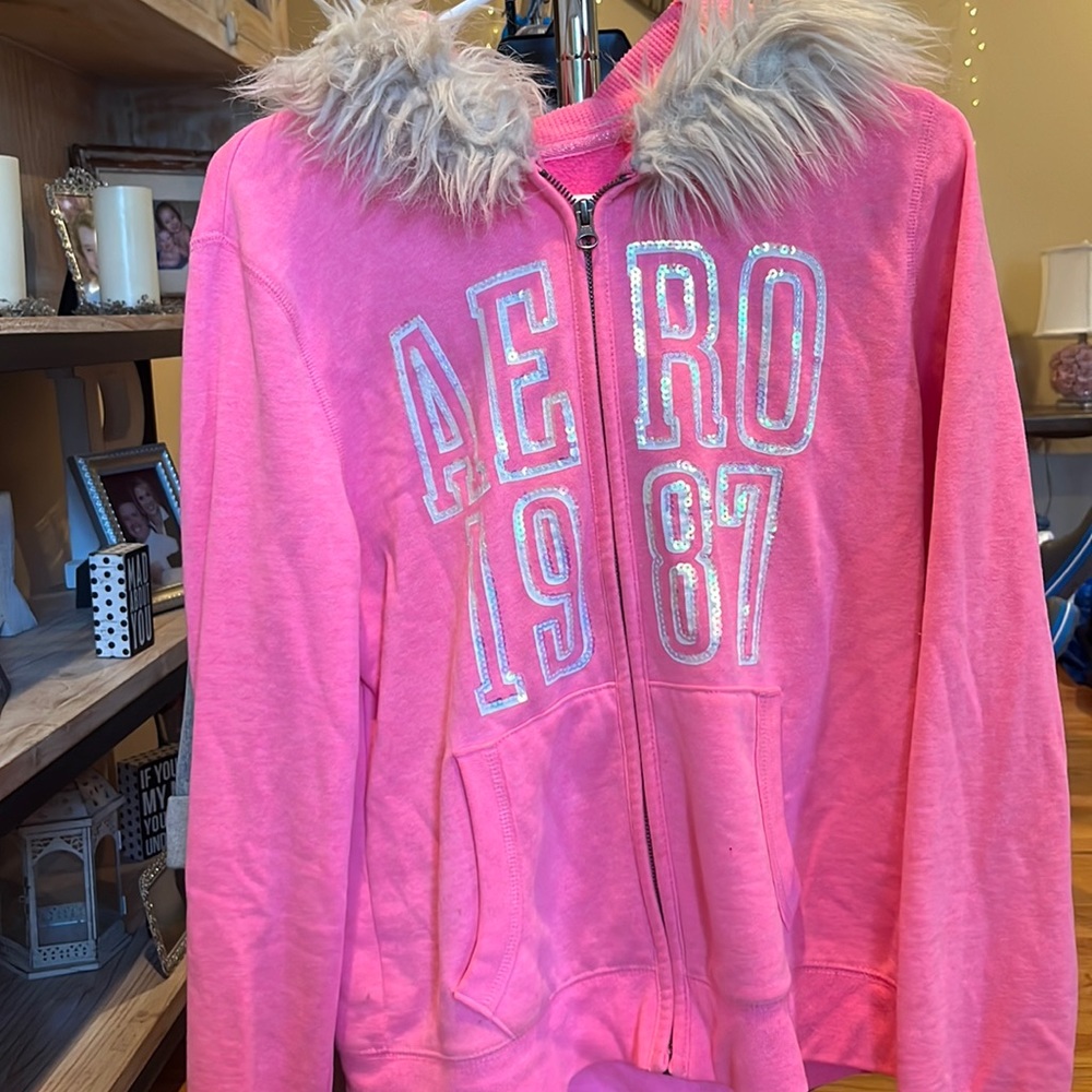 Aero Pink Fur Zip Up